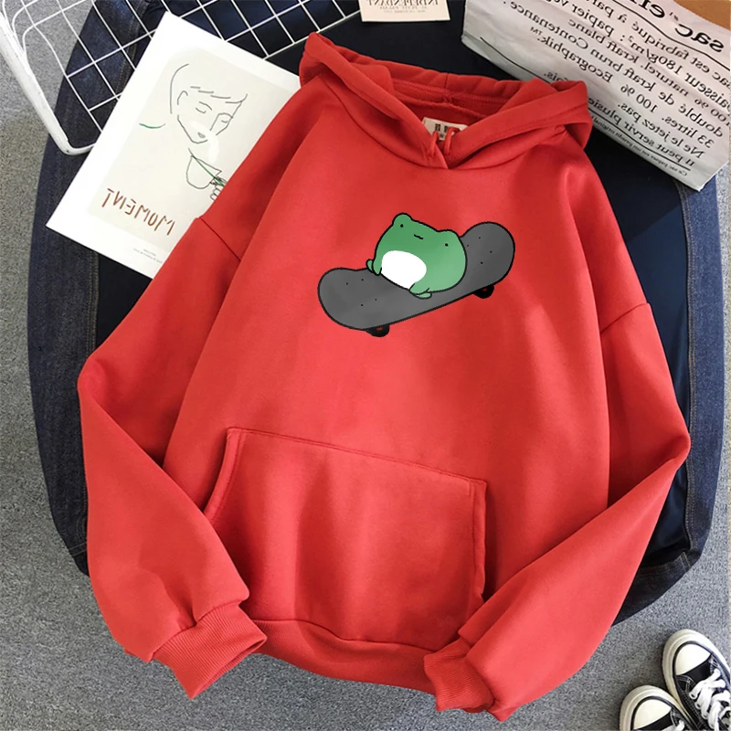 

Women Anime Hoodie Casual Solid Blouse Cute Sweatshirt Skateboard Cartoon Image Printed Long Sleeves Hoodie Pullover Sweatshirt