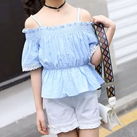 2021 summer girls clothes set fashion off shoulder t shirt and shorts 2pcs kids casual outfits children girls clothing sets
