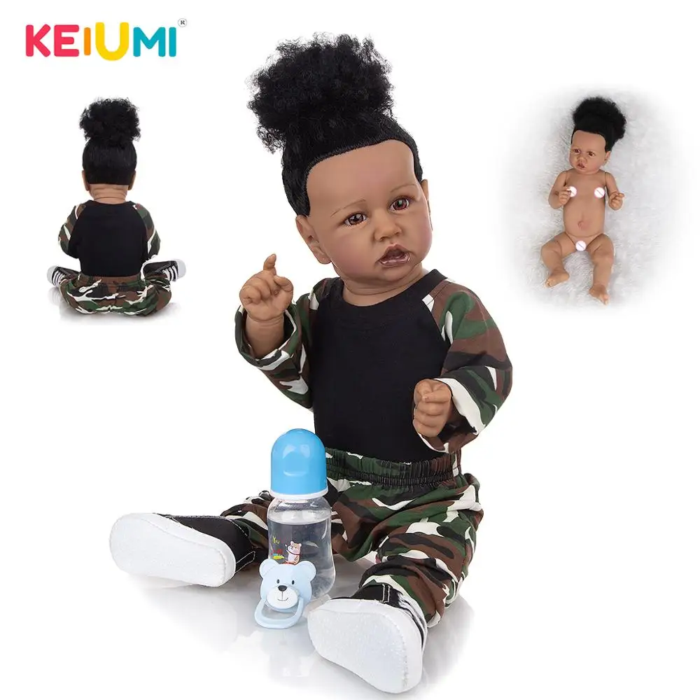 

KEIUMI Toddler Silicone Reborn Baby Dolls 23 Inch Rooted Fiber Hair Newbrorn Doll Toys For Child Birthday Gifts DIY Toy