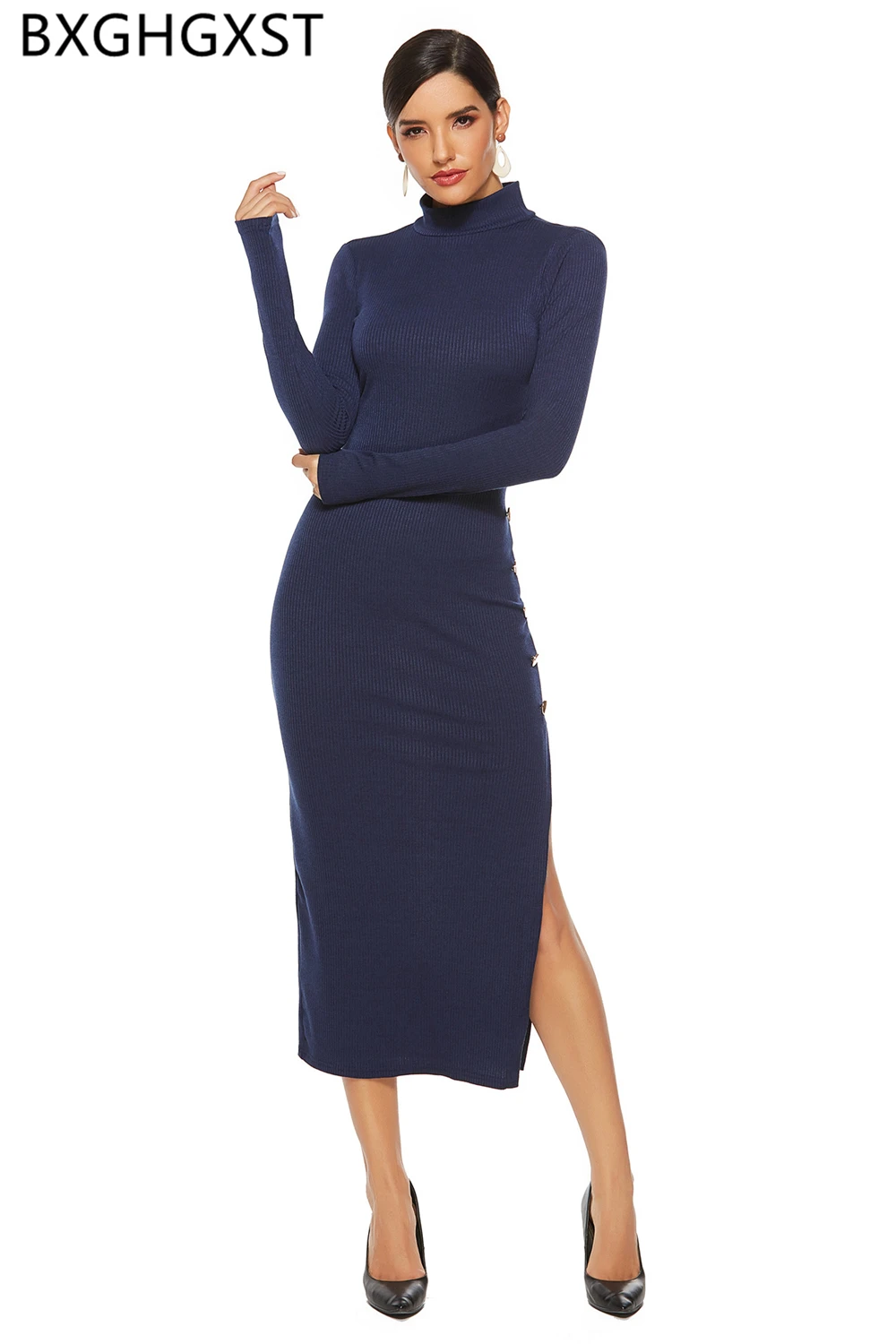 Вечерние Платье сексуальное трикотажное платье длинный свитер размера плюс для