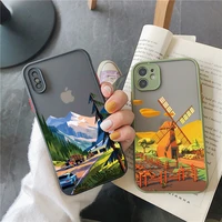 travel scenery phone case for iphone 12 13 mini 11 pro max 7 8 plus se 2020 x xr xs max mountain windmill gondola back cover