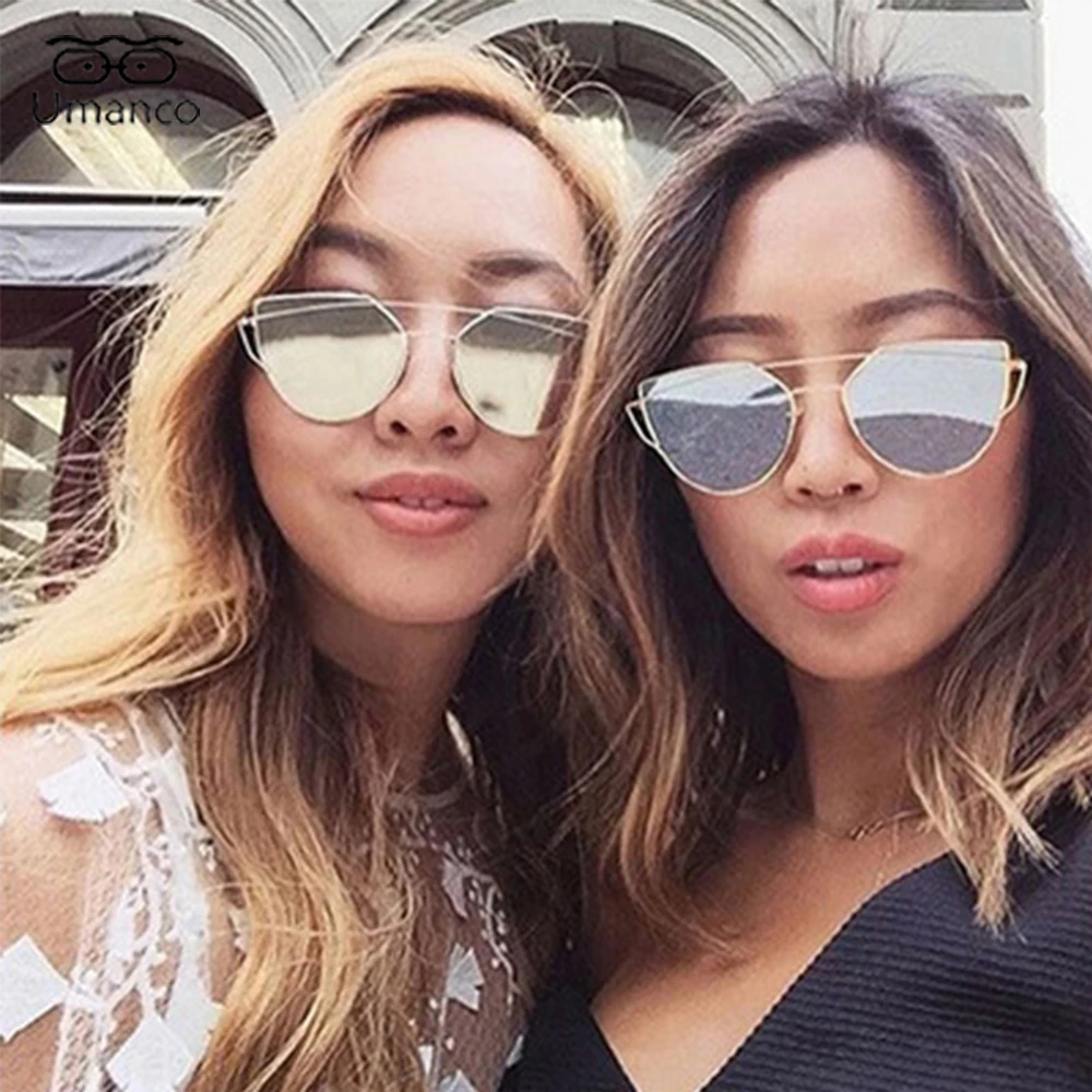 Umanco женские большие солнцезащитные очки модные двойные металлические линзы