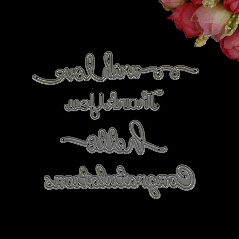 Hello Thank You Congratulation Words Metal Cutting Dies Stencils DIY Scrapbooking/photo Album Decorative Embossing Paper Cards | Дом и сад