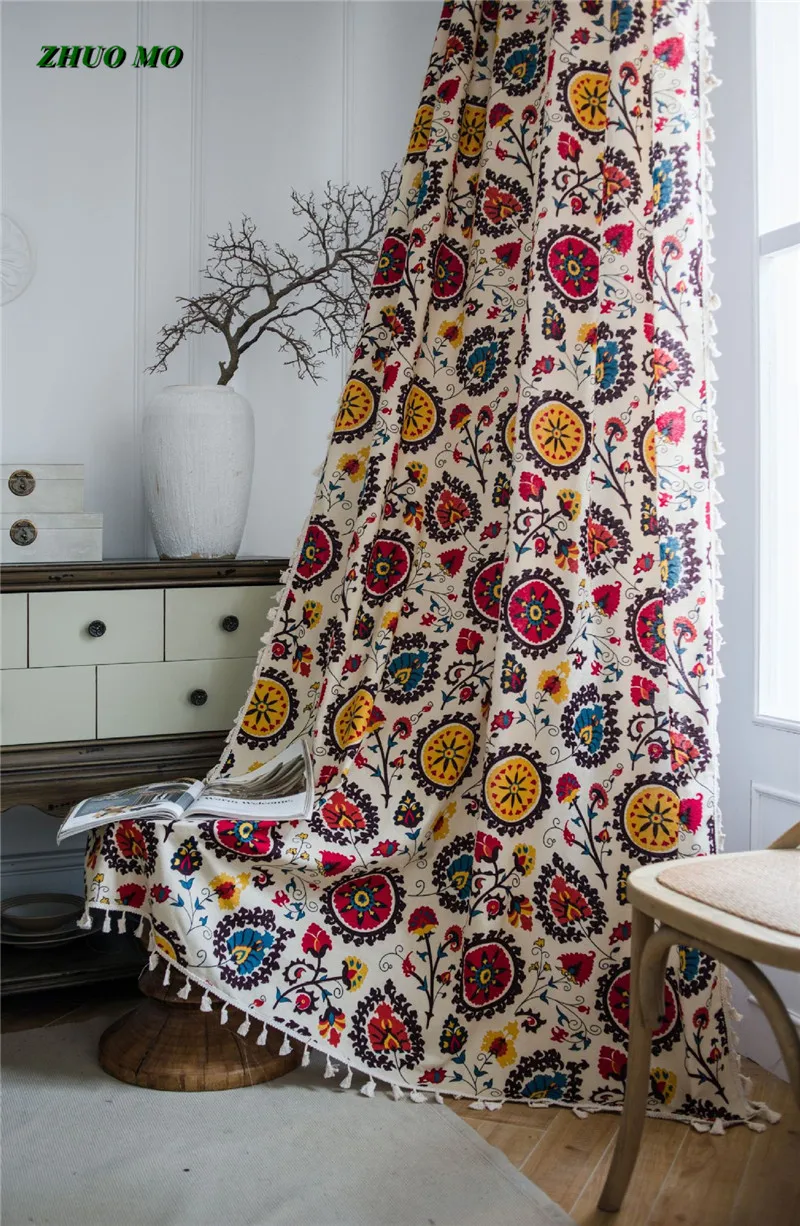 

Sun Flower Curtain For Living Room Blinds Bedroom Bay Window French Window kitchen Cotton Linen Finished Curtain With Broom lace