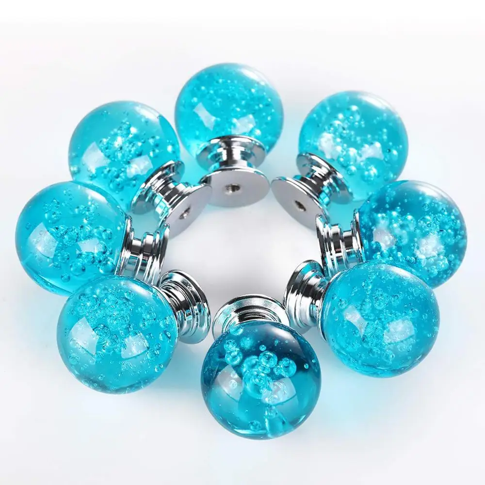 Мебельной дверцы ручка синего цвета с украшением в виде кристаллов пузырь