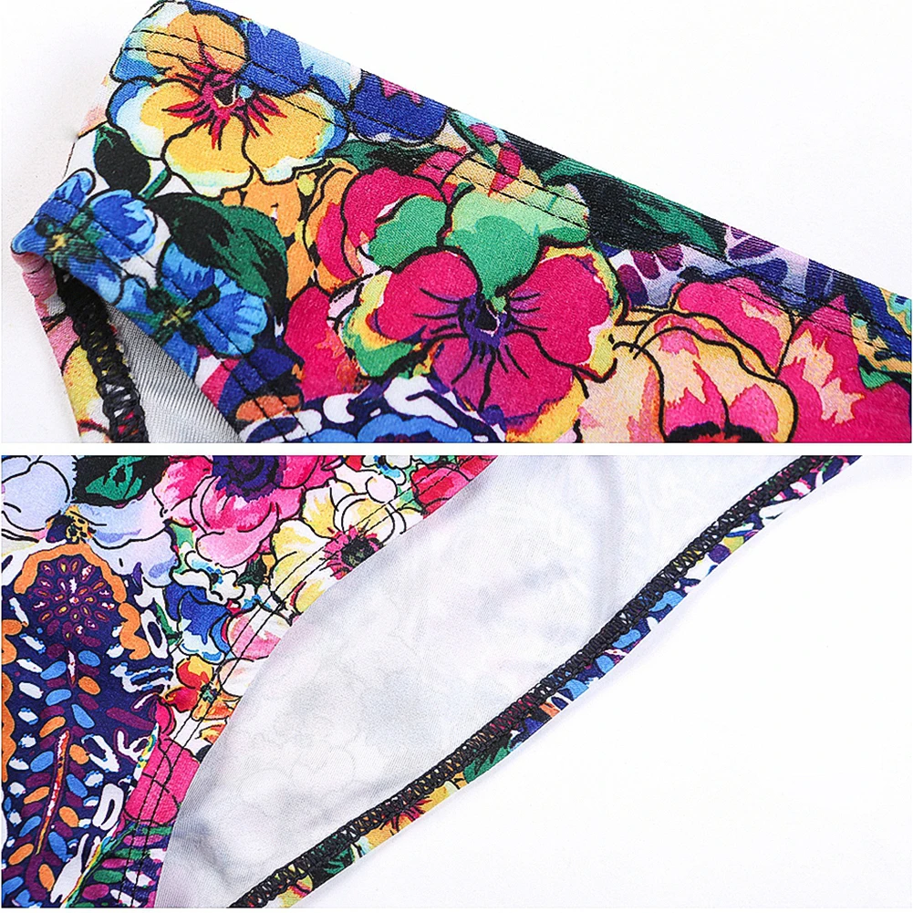 

Women Swimwear Bikinis Two Pieces Set Plus Size 5XL Sexy Bikini Push Up One Shoulder Bathing Suit Floral Printed Beachwear Femme