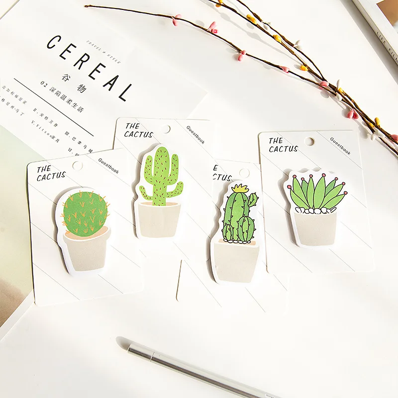 4pcs Cactus Love Sticky Memos Cute Potting Plant Adhesive Post Note Pad Record Marker It Stationery Office School Supplies A6669 |