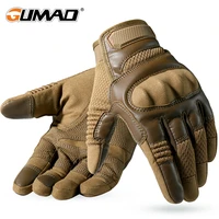 touch screen pu leather tactical gloves army military combat airsoft hiking cycling climbing shooting full finger mittens men