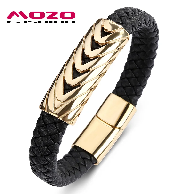 

Fashion Bangle Classic Men Bracelet Black Leather Arrow Stainless Steel Magnet Buckle 2 Color Jewelry Gift PS2078