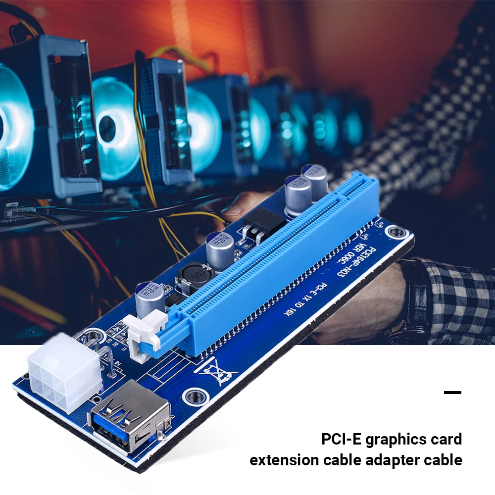 VER006C PCI-E Riser Card PCI Express PCIE 1X to 16X Extender Adapter USB 3.0 Cable SATA 15Pin 6Pin Power for Mining Miner | Компьютеры и