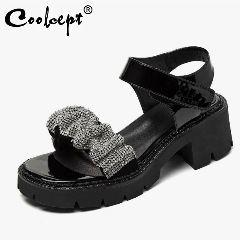 

Coolcept/горячая распродажа; Новые женские сандалии из натуральной кожи в стиле пэчворк женские сандалии на высоком каблуке; Женские туфли на т...