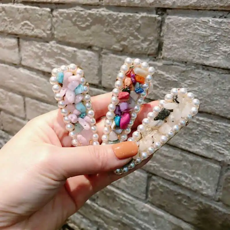 

Barrette Bobby Hair Accessories Stick New Hairpin Girls Pearl Crystal Clip