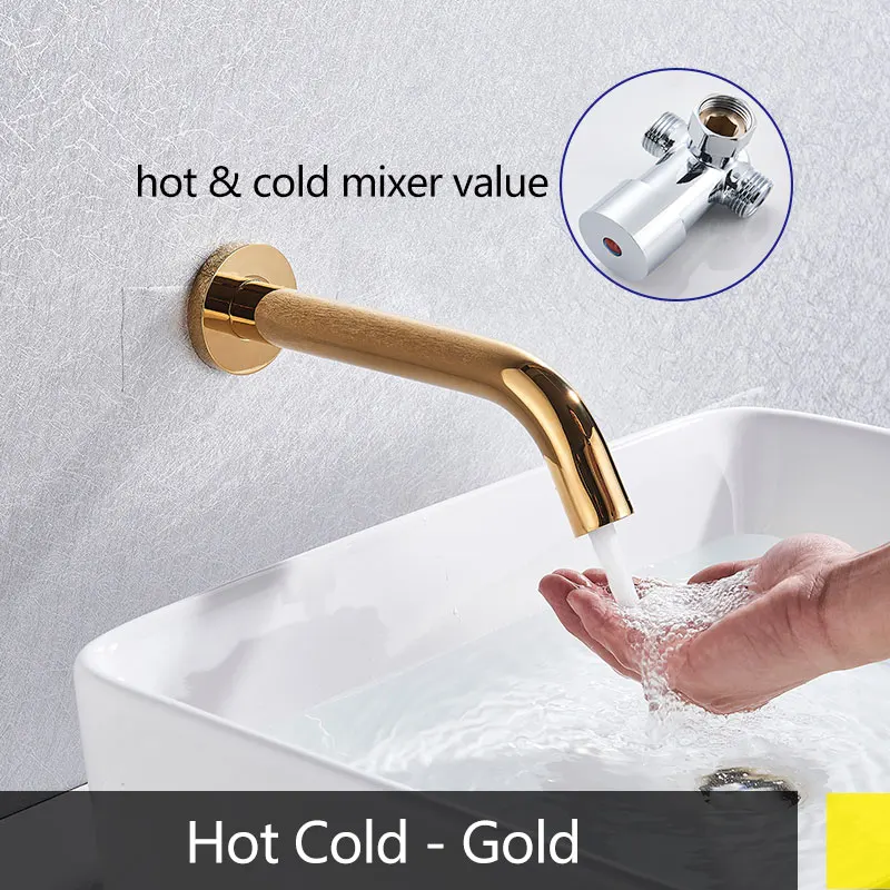 hot cold- gold Черненая chorme короткая или высокая автоматическая ручная сенсорная ванная раковина столешница для крана горячая и холодная или Одиночная холодная Громкая связь Touch less - Цвет: hot cold- gold