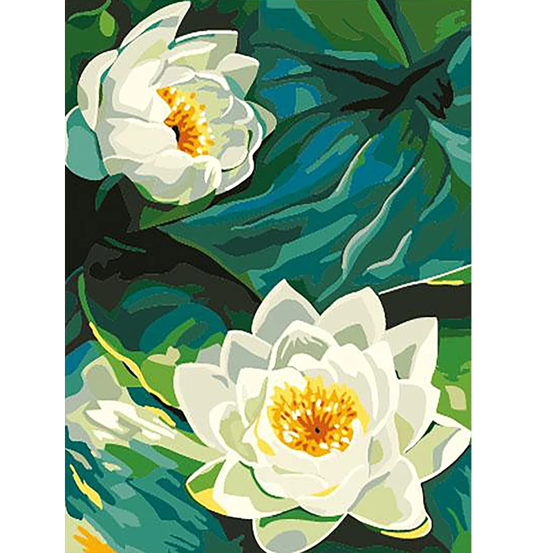 

Diy Paint By Number Flower Lotus Canvas Painting Kits Living Room Home Decor Coloring By Numbers Floral Home Decoration