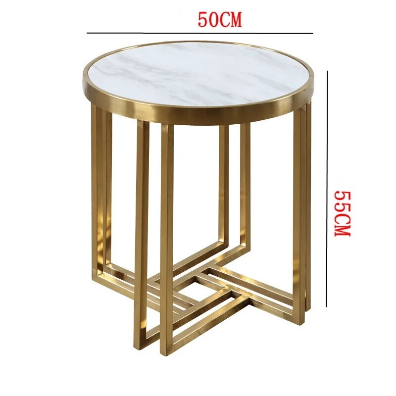 

Stainless Steel Round Marble Side Table Modern Minimalist Small Coffee Table Metal Custom Sofa Side Table