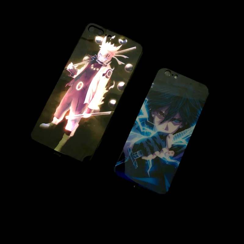 Японский аниме закаленный стеклянный чехол для телефона iPhone 6S 7 8PLUS XS MAX есть светодиодный роскошный стеклянный чехол для вспышки блестящий чехол для телефона