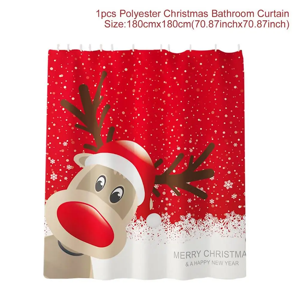 Shower Curtain 1 HUIRAN Рождество ванная комната шторки коврик сиденье для унитаза украшения Рождественские украшения для дома рождественские подарки год - Цвет: Shower Curtain 1