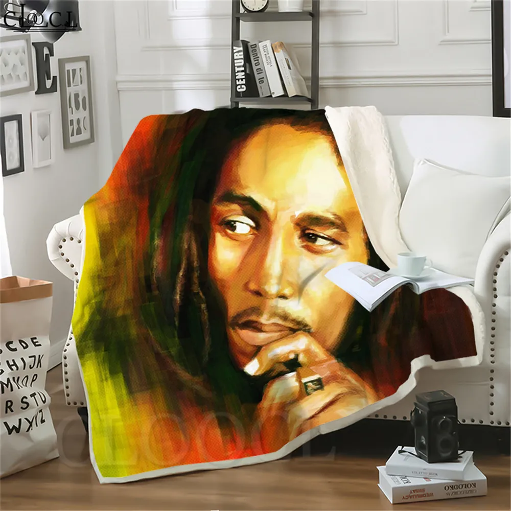 Moda kalınlaşmak battaniye Bob Marley baskılı atmak battaniye yatak peluş kabarık genç ev dekorasyon yatak takımları yetişkin yorgan