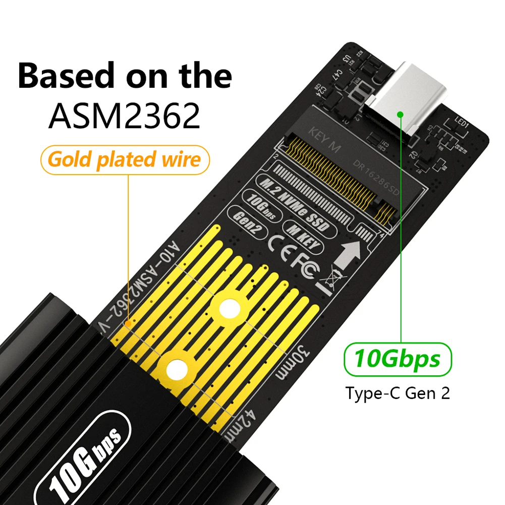Высокоскоростной охлаждающий Чехол для мобильного жесткого диска USB3.1 Gen2 10 Гбит/с