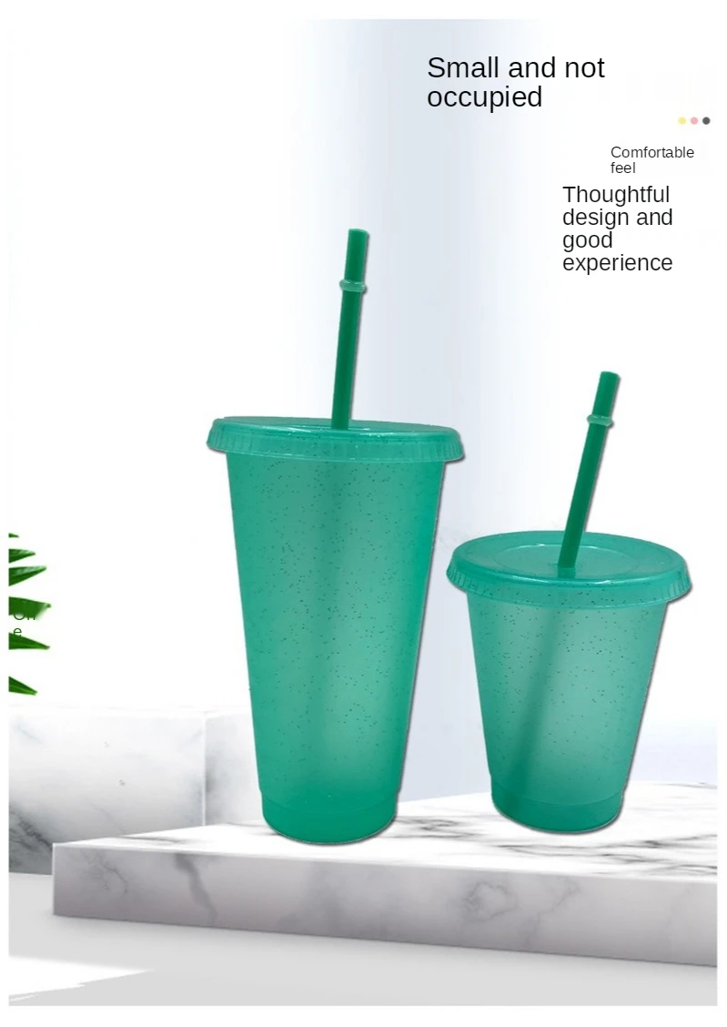 

Straw Water Cup Sequin Flash Coffee Juice Straw Cup Personalized Plastic Bottom Outdoor Portable Cup Reusable Drinking Utensils