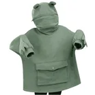 2021 зимние повседневные толстовки с капюшоном, Осенний Свободный Топ с вышивкой, худи с украшением куклы, Женская толстовка в стиле Харадзюку, пуловер с лягушкой