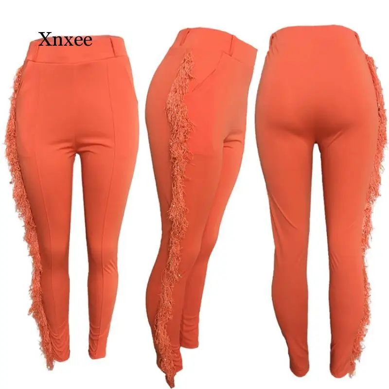 

High Waist Tassel Pencil Pants Spring Autumn Women Fringe Tassel Skinny Club Party Street Long Pant Trousers Fashion Clothing