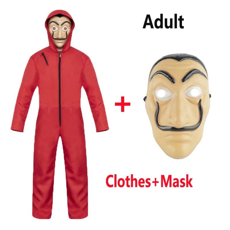 Costume and mask Salvador Dali фильм The House Of paper House вечерние бумажные маска для косплея на Хэллоуин Money Heist косплей костюм и маска для лица - Цвет: Costume and mask