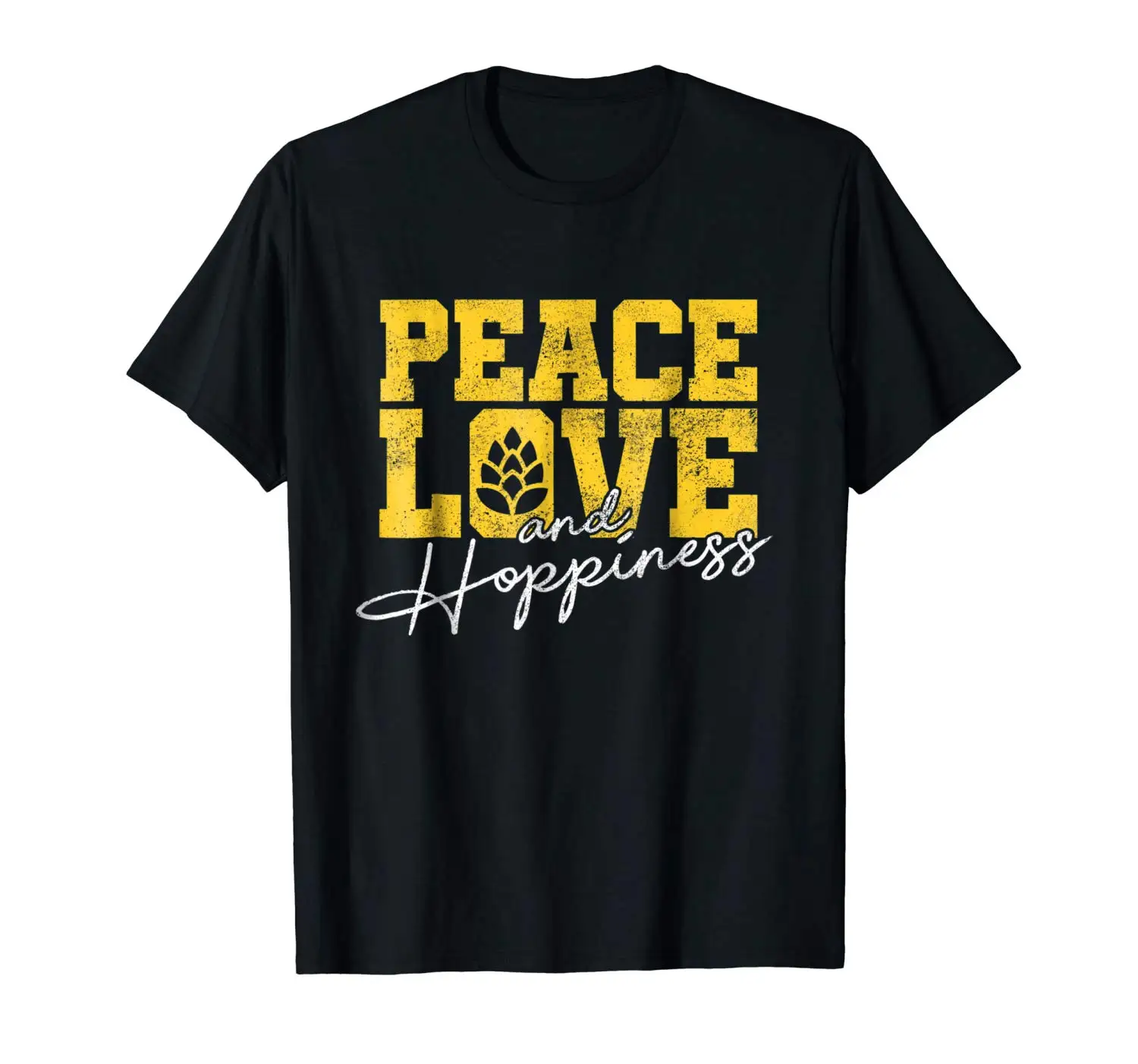 2019 модная футболка 100% хлопок крафт пиво Peace Love hopsiness IPA подарок|Мужские футболки| |