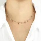 HebeDeer женские ожерелья бижутерия чокер крест ожерелье цепочка для влюбленных серебро Цвет классический тренд девушки кисточкой Kpop Ожерелье
