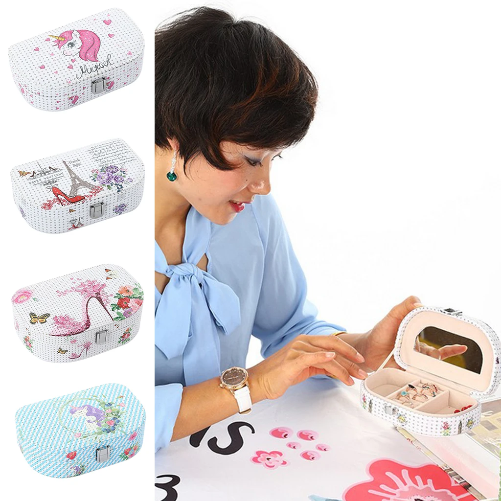 

Cute PU Leather Jewelry Box Bangle Earrings Watch Organizer Display Case