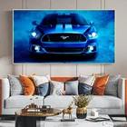 Классический автомобиль Ford Mustang, ретро, Настенный декор, картина на плакаты и принты, винтажная Роскошная Картина на холсте автомобиля для гостиной
