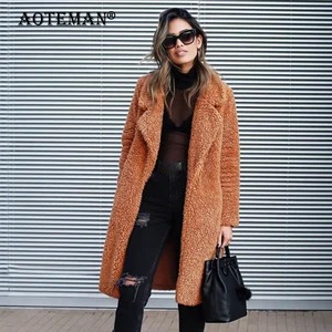 Женские куртки, винтажная однотонная Длинная тонкая теплая куртка теплая верхняя одежда, повседневная женская одежда 2020, повседневная куртка из искусственного меха LL106