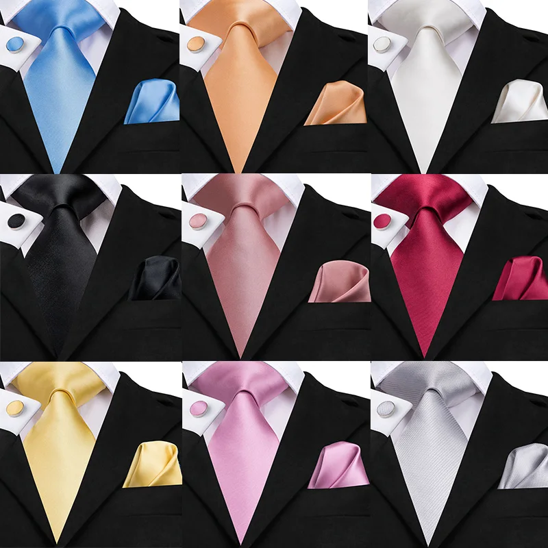 Hi Tie новые модные классические мужские галстуки однотонный желтый синий