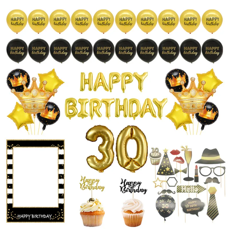 Черные золотые искусственные баннеры топперы для капкейков взрослых 18 30 40 50 60