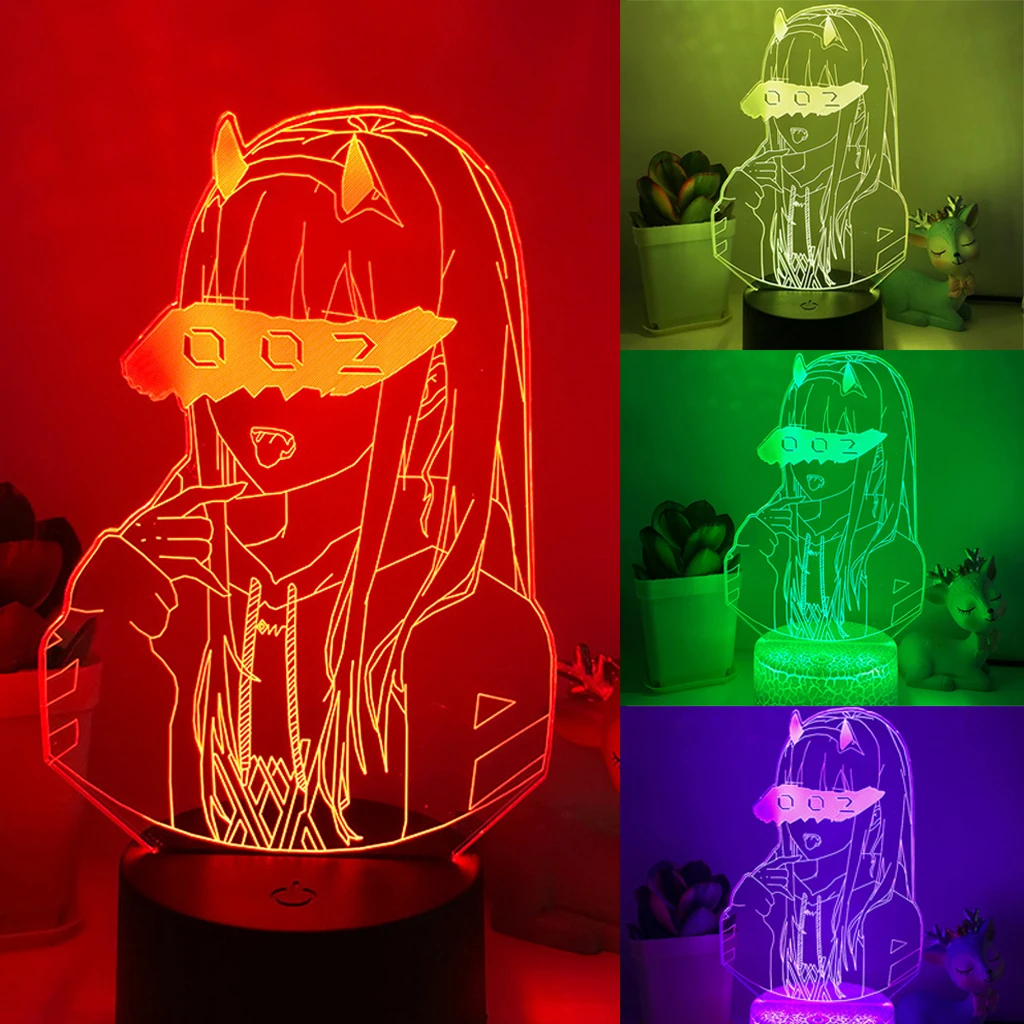 

3d Anime Lamp Zero Two Figure Nightlights Indie Child Kids Girl Bedroom Decor Manga Gifts Darling In The Franxx Desk Night Light