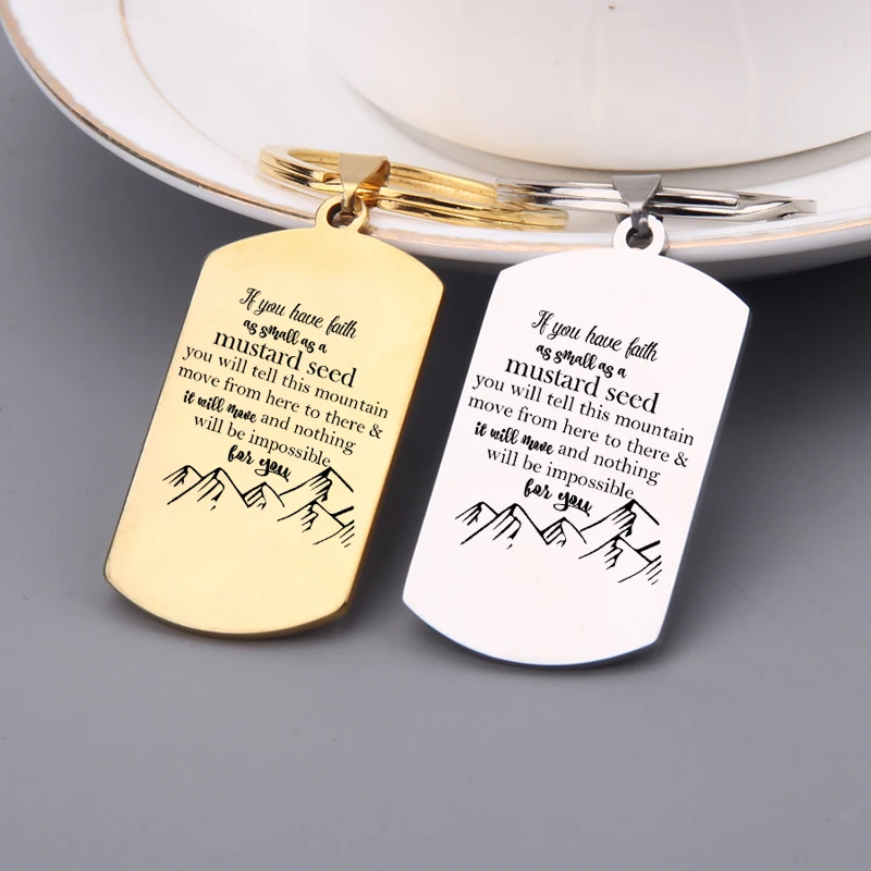 Выгравированный брелок если у вас есть вера как маленький горчичный семена Keychian
