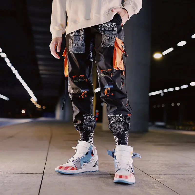 Японские Мужские штаны повседневные мужские брюки в стиле хип-хоп рэп уличные