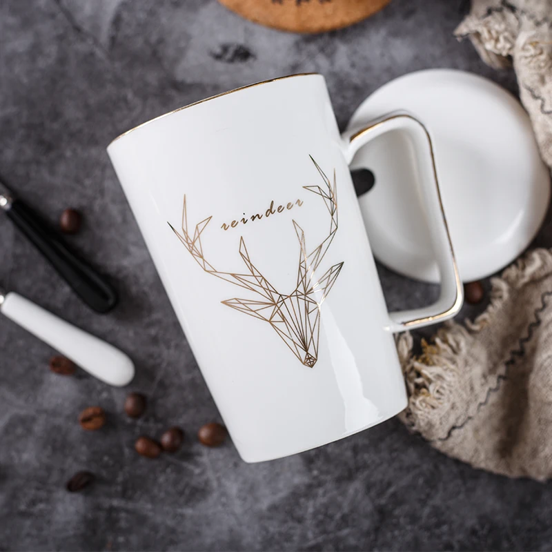 Керамическая кружка высокого качества с золотым рисунком Офисная керамическая