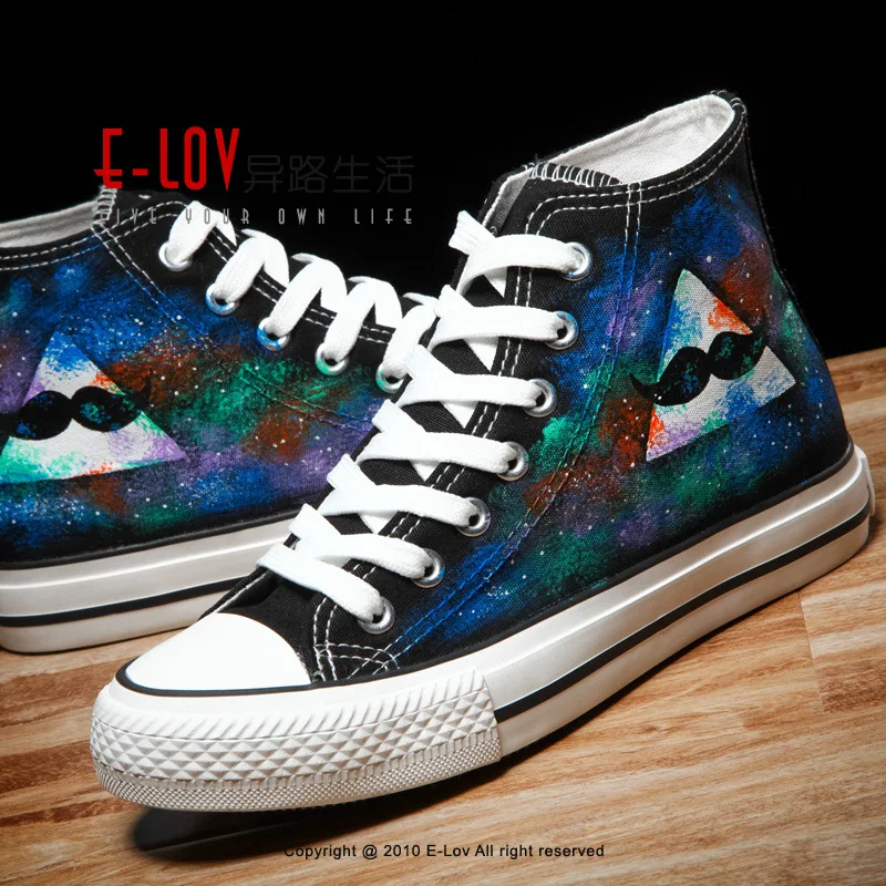 

Hand painted star sky Fashion Women Sneakers Denim Casual Shoes Female Summer Canvas Shoes Trainers Lace Up Ladies Basket femme