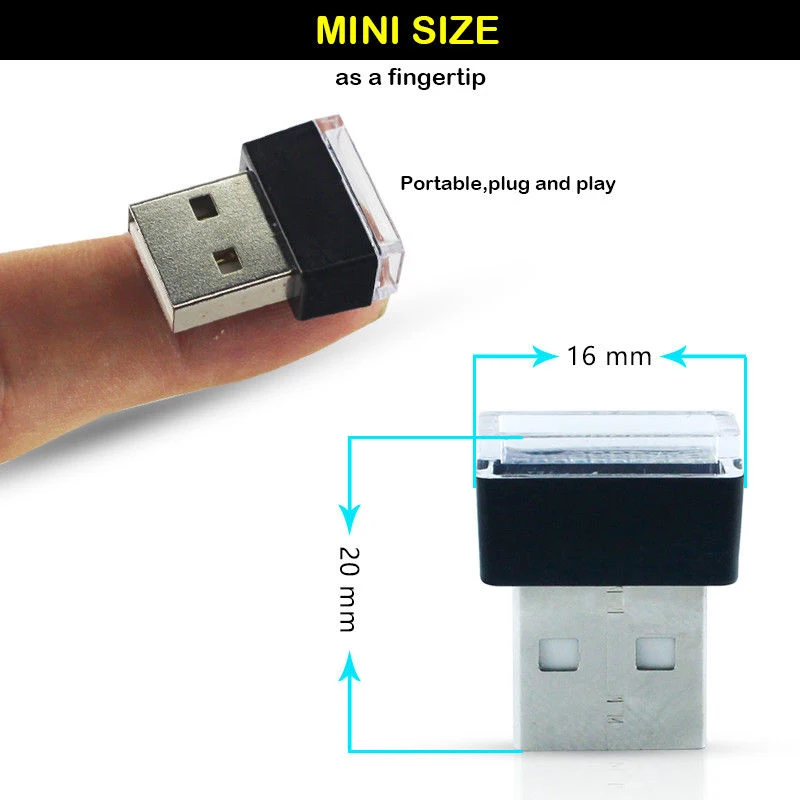 

Dash Lamp Lighting USB 20*16mm 20000 hours 5V Ambient Port Blue Car Truck