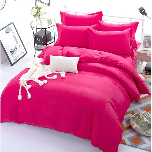 Rose Red 50 Бордовый цвет пододеяльник из хлопка, гладкая простынь, простыня, наволочки для детей и взрослых, XF642-5 для спальни - Цвет: Rose Red