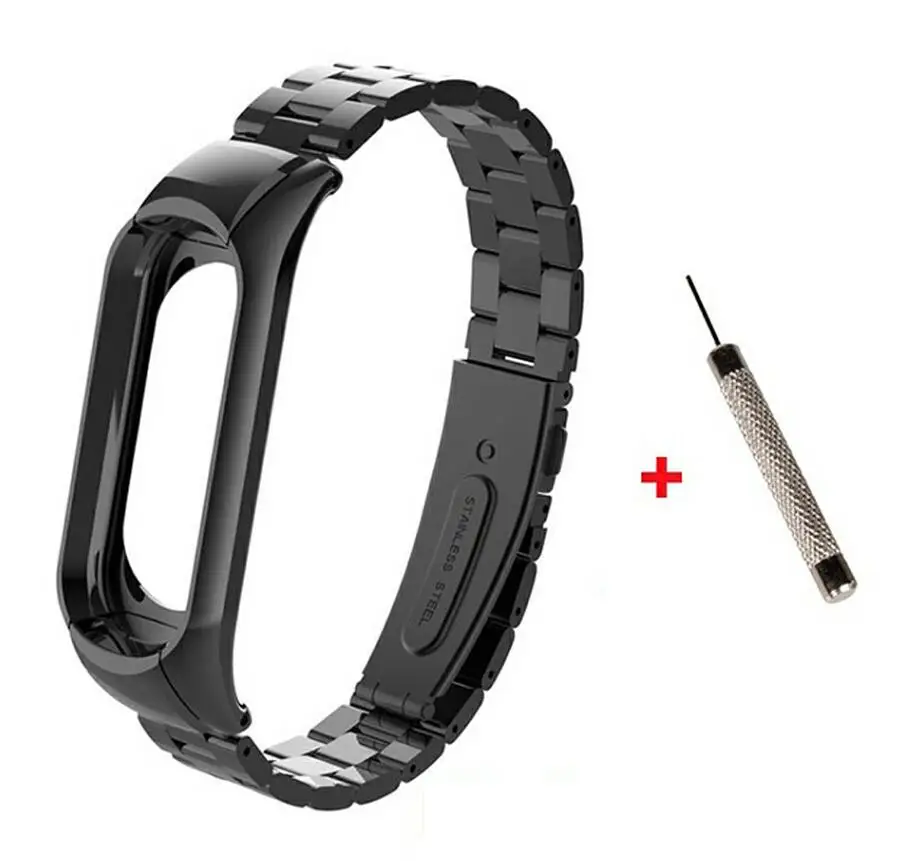 black and tool Металлический ремешок для mi Band 4 сменный ремешок для Xiaomi mi Band 4 аксессуары для смарт-браслета стальной ремешок для mi Band 4 - Цвет: black and tool