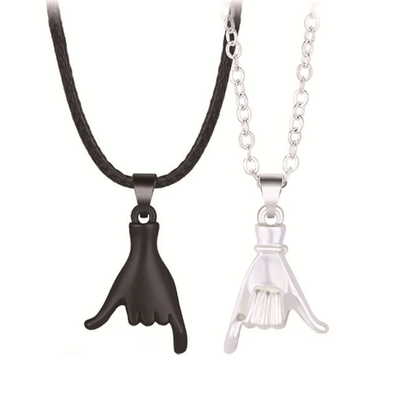

Pinky Swear Best Match Hand Couple Necklace Forever Love Hand Shaped Pendant Necklace for Women Men