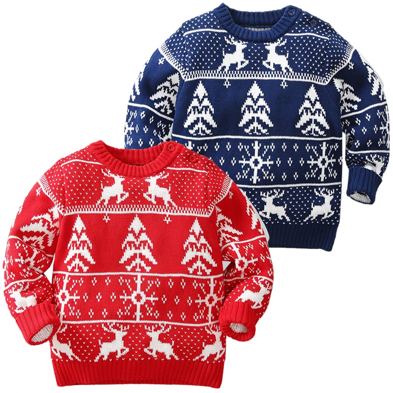 Фото Рождественские свитера для маленьких мальчиков и девочек зима 2021 одежда малышей