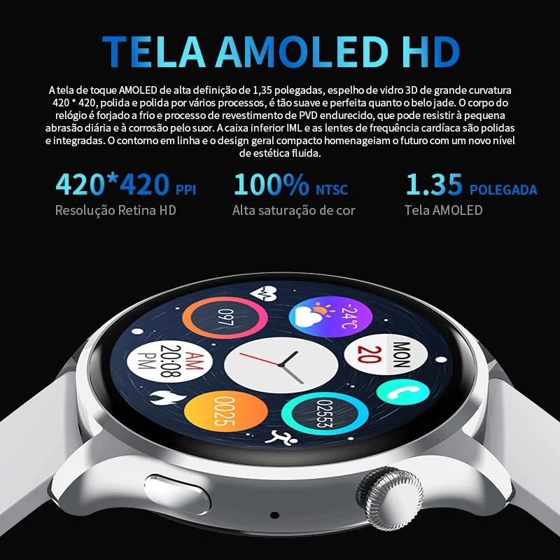 Smart watch hw66 man AMOLED HD blood pressure test screen Bluetooth call Huawei PK GTR GTS 2 Pro | Электроника
