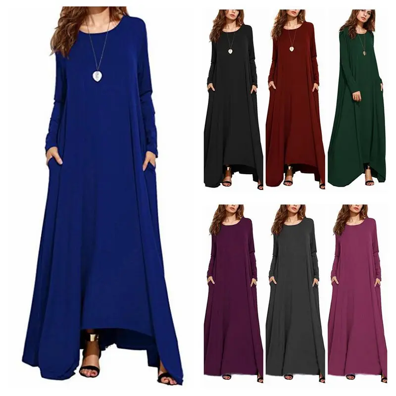 Весна 2020 женское однотонное платье-рубашка Повседневное платье с длинным