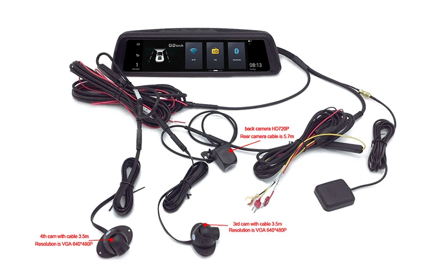 4G 4-канальный видеорегистратор ADAS Android 5,1 2 Гб ОЗУ 1080P зеркальный видеорегистратор gps WIFi Автомобильный видеорегистратор Камера заднего вида V90