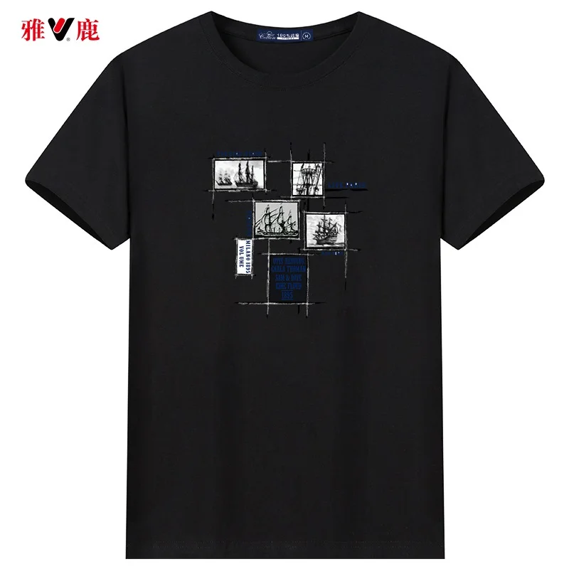 Мужская одежда топы футболки YALU брендовые качественные из 100% чесаного хлопка с