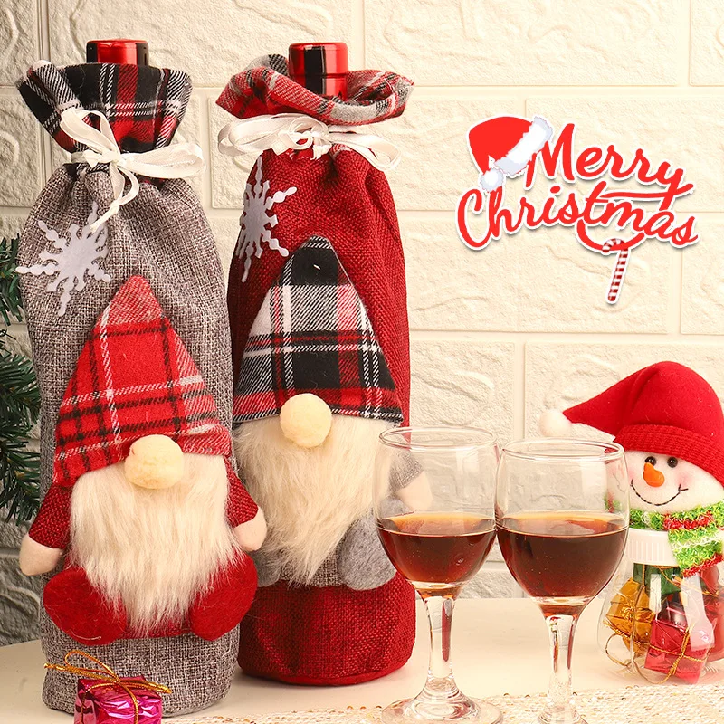 

Christmas Decoration 32*14cmthreedimensional Old Man Doll Red Winechampagne Bottlebag Homedining Table Christmasparty Decoration