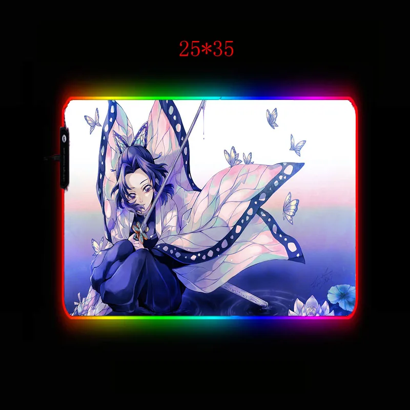 

Kimetsu No Yaiba Large Office RGB LED Illumination Mouse Pad Gaming Keyboard Mousepad Keyboard Compute Anime Desk Mat for CSGO